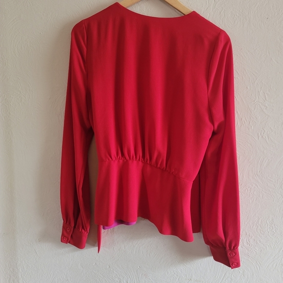 Bailey 44, Nina Color Blocked Wrap Top Blouse, Lipstick, Size 10 - Picture 6 of 14